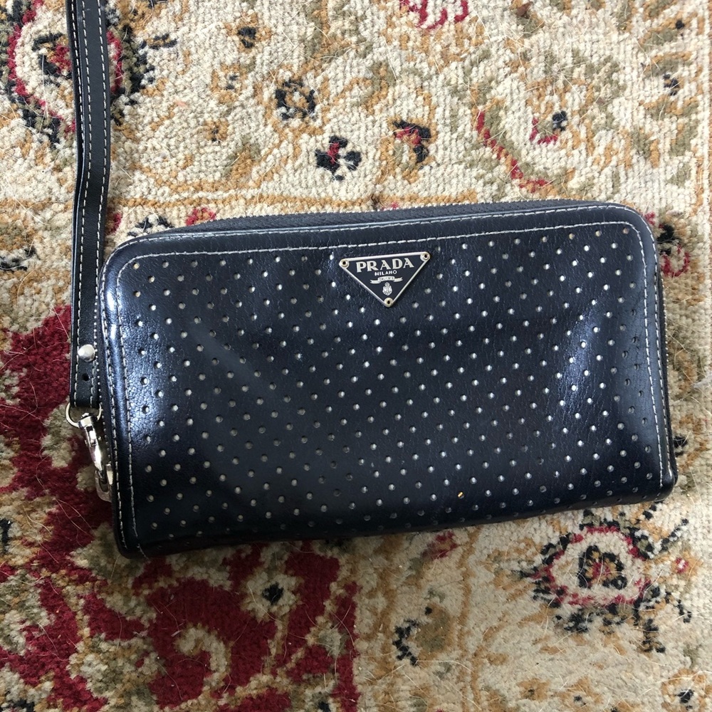 Black leather PRADA wallet